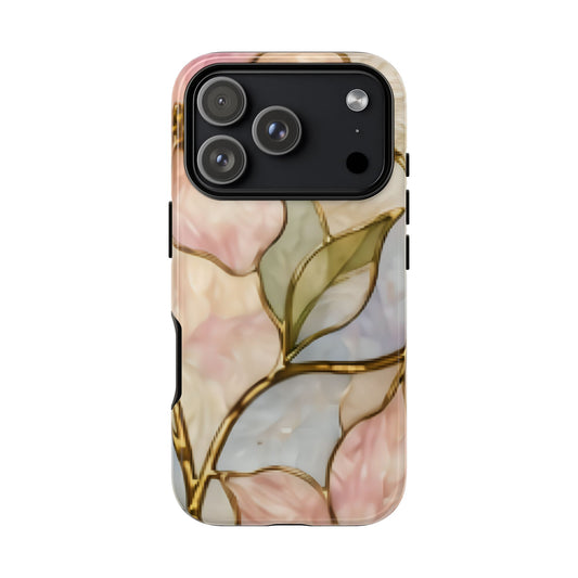 Pink Petals Floral Stained Glass Tough Case — Pastel Pink Protective Phone Cover