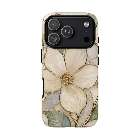 Ivory Bloom White Floral Tough Case - Stained Florals Collection Phone Case