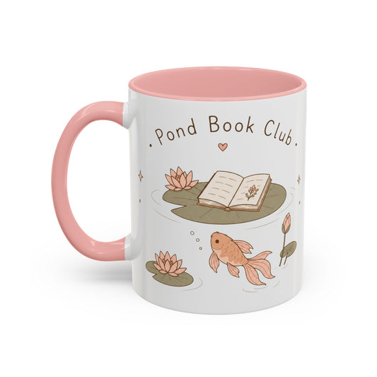 Pond Book Club Mug — Cute Koi & Lily Reading Coffee Mug (11/15oz)