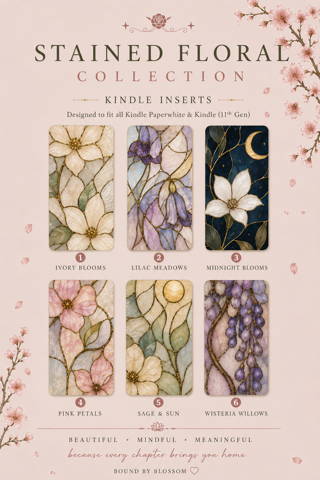 Kindle Inserts - Stained Floral