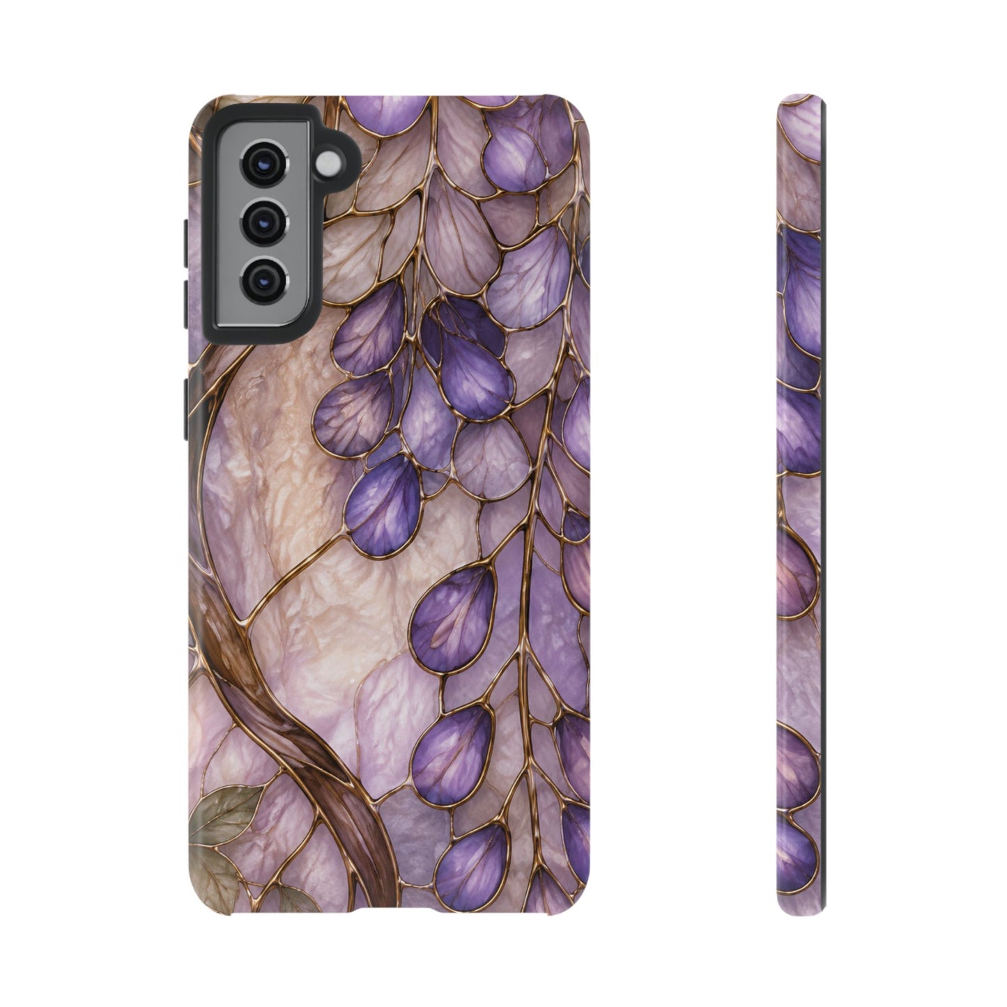 Wisteria Wilows Floral Lavender Vines Tough Phone Case- Stained glass floral collection