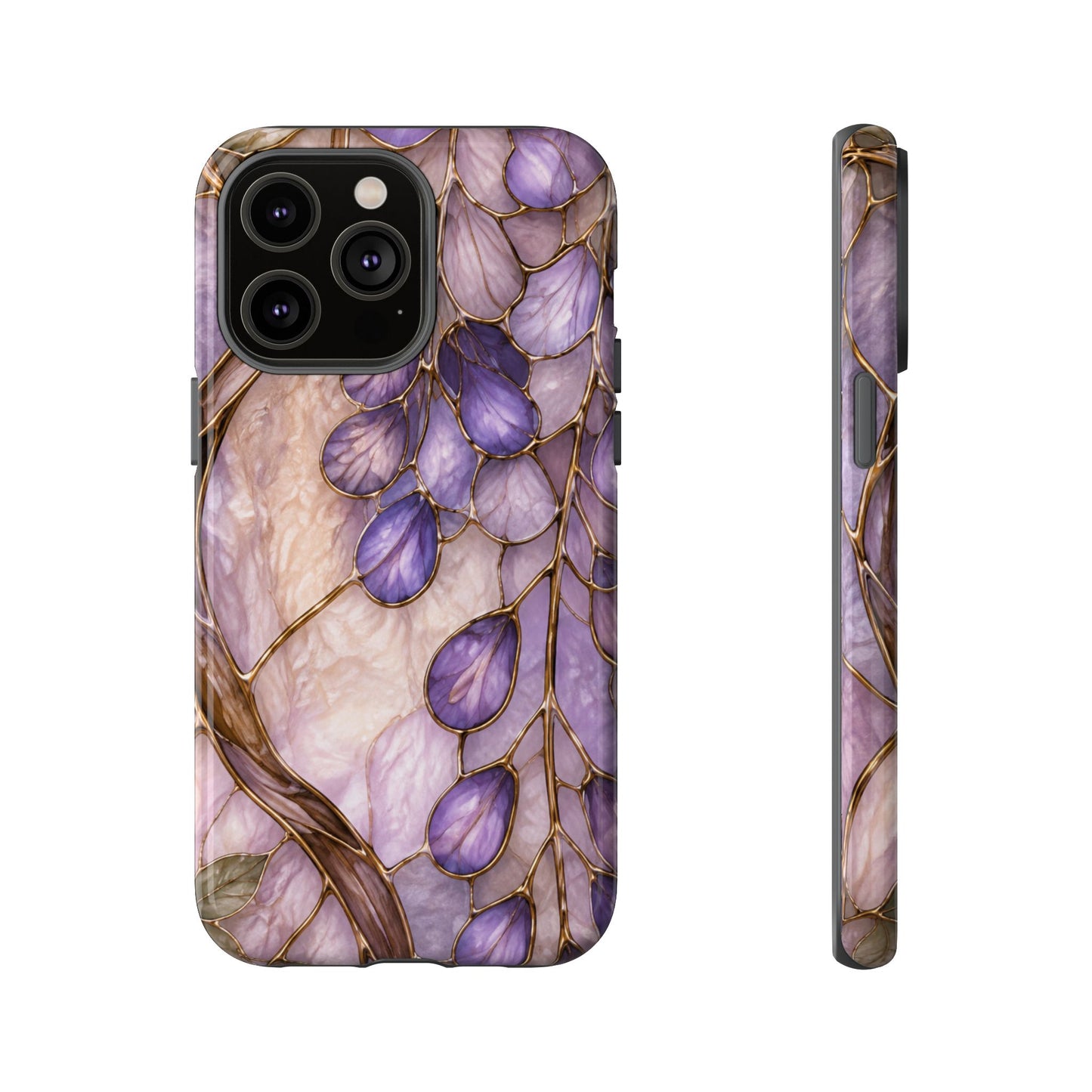 Wisteria Wilows Floral Lavender Vines Tough Phone Case- Stained glass floral collection