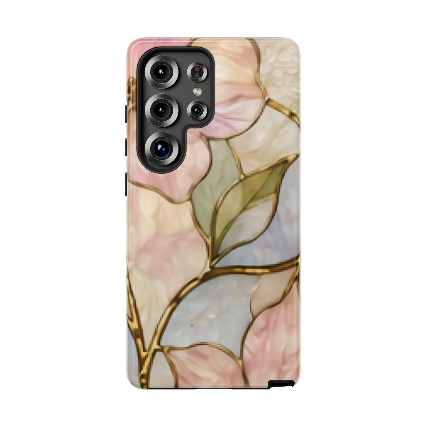 Pink Petals Floral Stained Glass Tough Case — Pastel Pink Protective Phone Cover