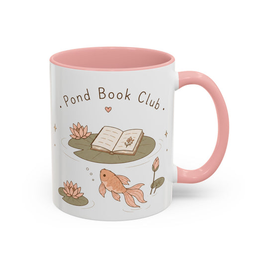 Pond Book Club Mug — Cute Koi & Lily Reading Coffee Mug (11/15oz)