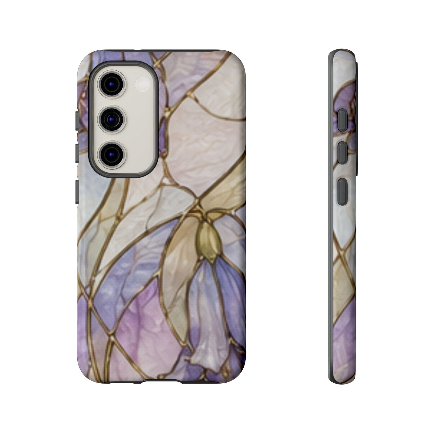 Lilac Meadows Stained Floral Glass Phone Case – Purple Lily Tough Case