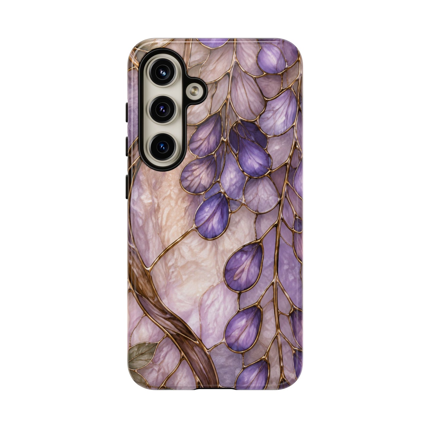 Wisteria Wilows Floral Lavender Vines Tough Phone Case- Stained glass floral collection