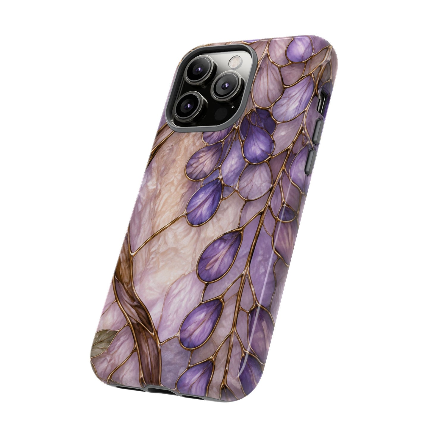 Wisteria Wilows Floral Lavender Vines Tough Phone Case- Stained glass floral collection