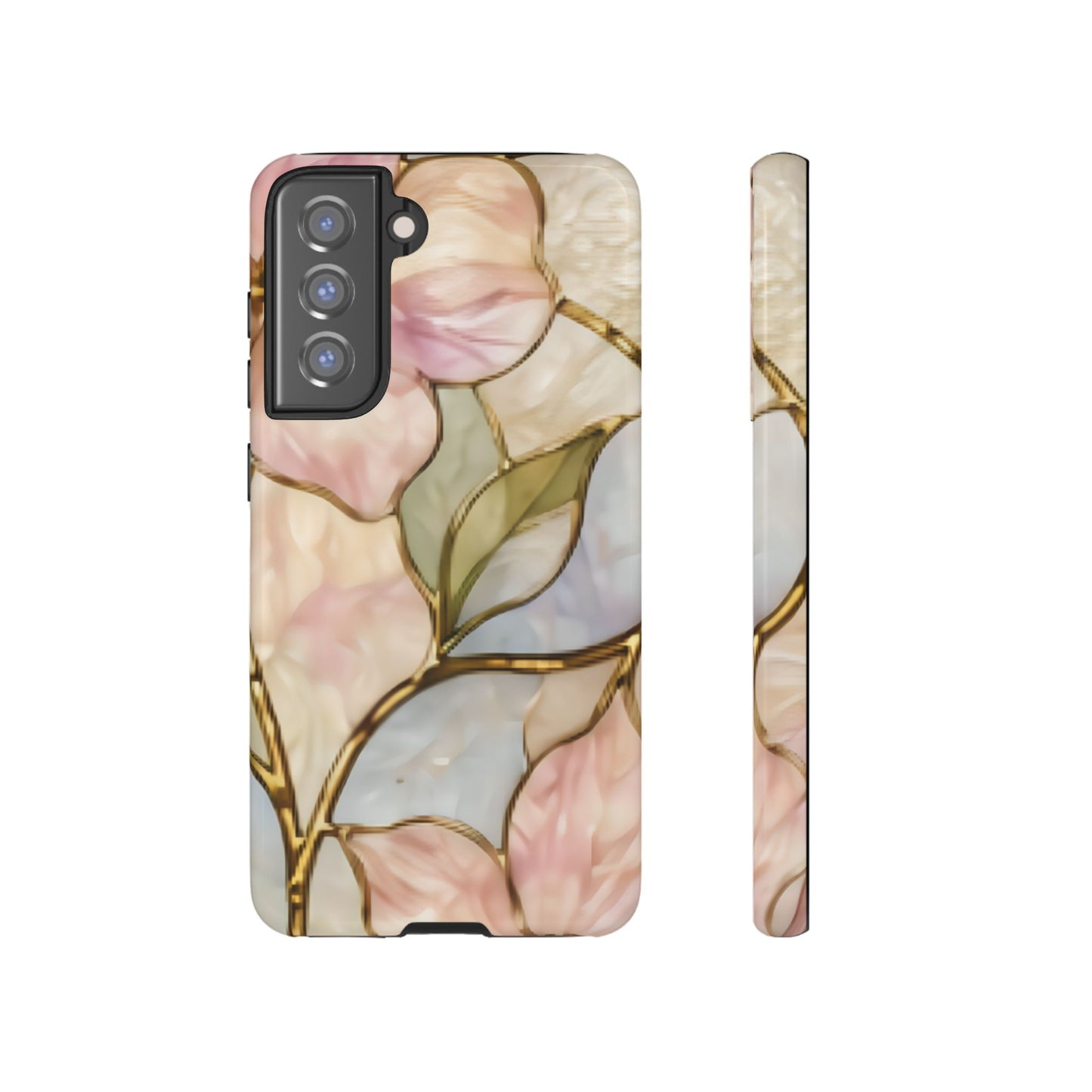 Pink Petals Floral Stained Glass Tough Case — Pastel Pink Protective Phone Cover