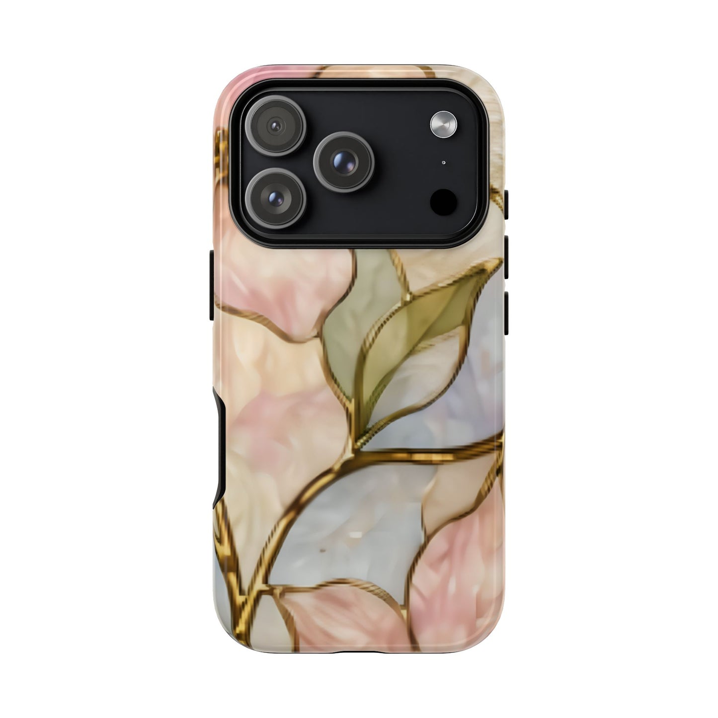 Pink Petals Floral Stained Glass Tough Case — Pastel Pink Protective Phone Cover