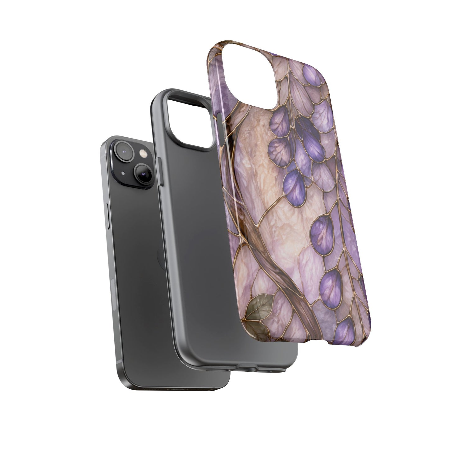 Wisteria Wilows Floral Lavender Vines Tough Phone Case- Stained glass floral collection