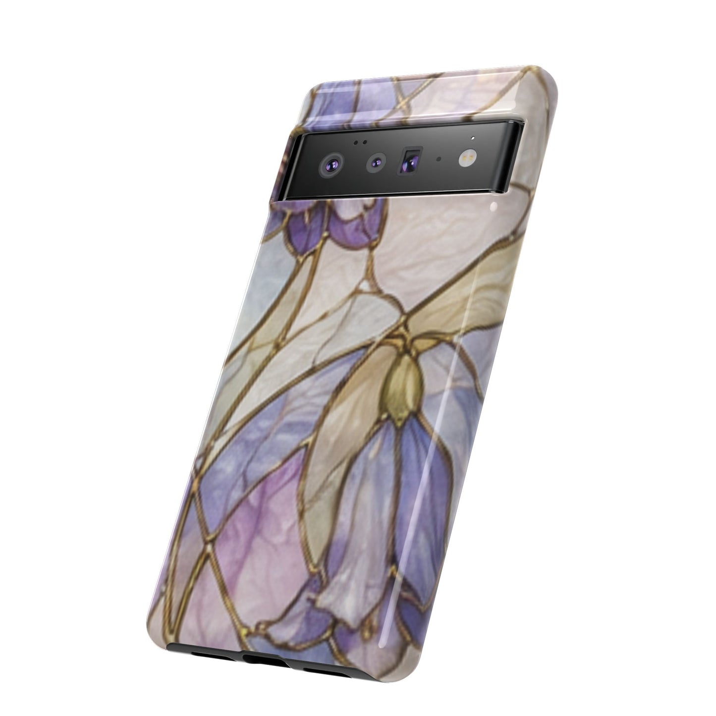 Lilac Meadows Stained Floral Glass Phone Case – Purple Lily Tough Case