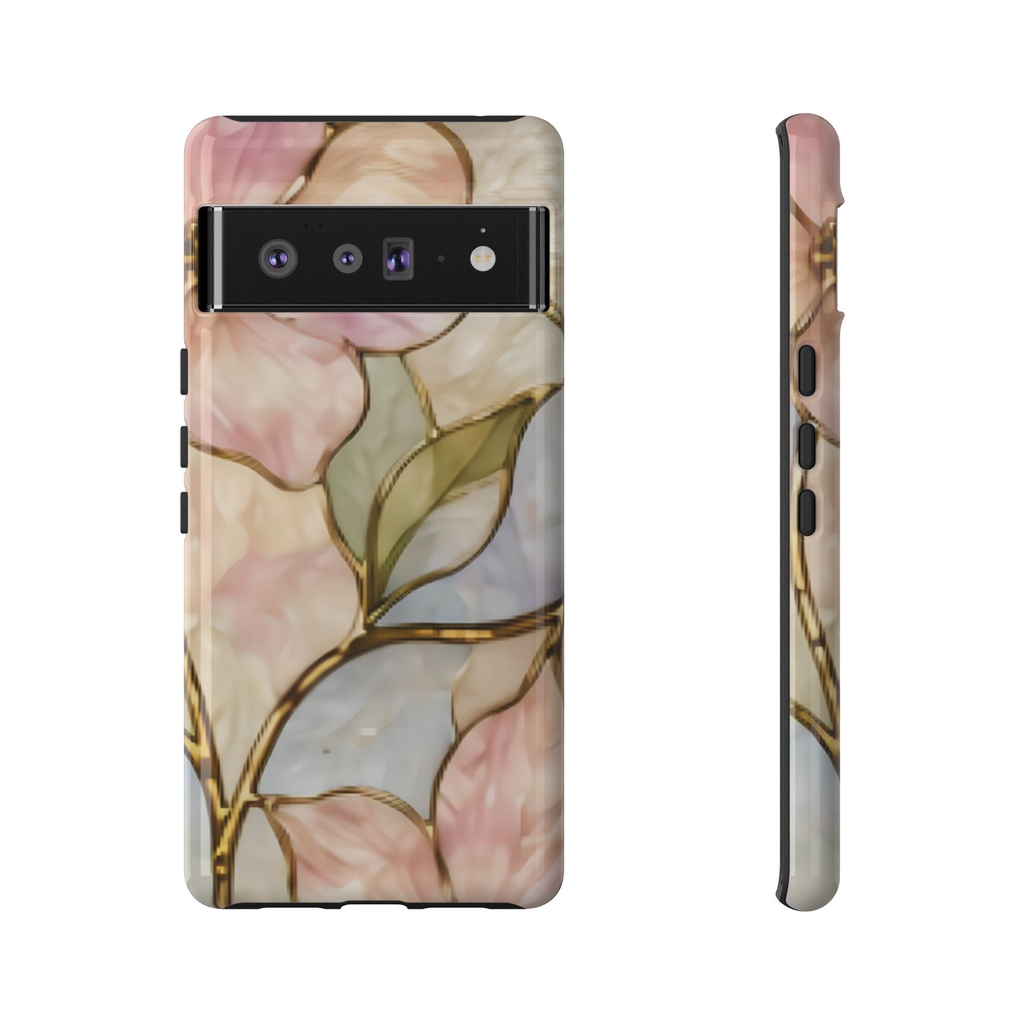Pink Petals Floral Stained Glass Tough Case — Pastel Pink Protective Phone Cover