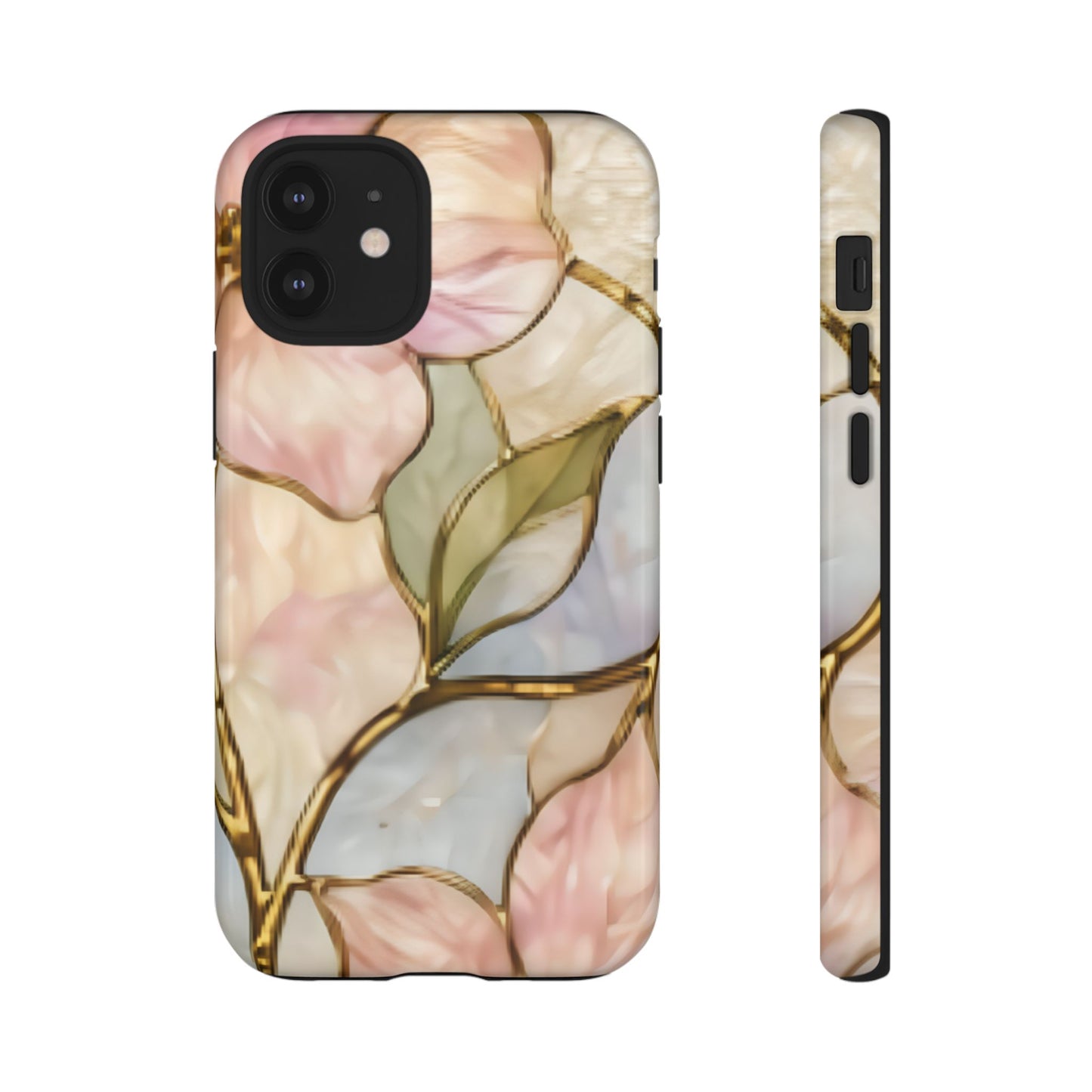 Pink Petals Floral Stained Glass Tough Case — Pastel Pink Protective Phone Cover