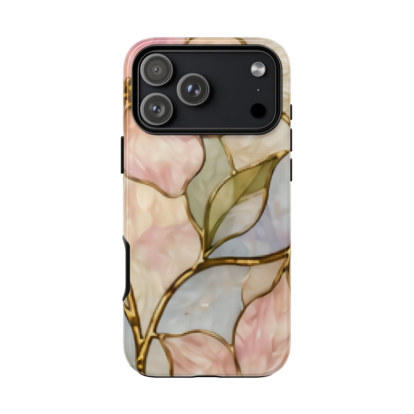 Pink Petals Floral Stained Glass Tough Case — Pastel Pink Protective Phone Cover