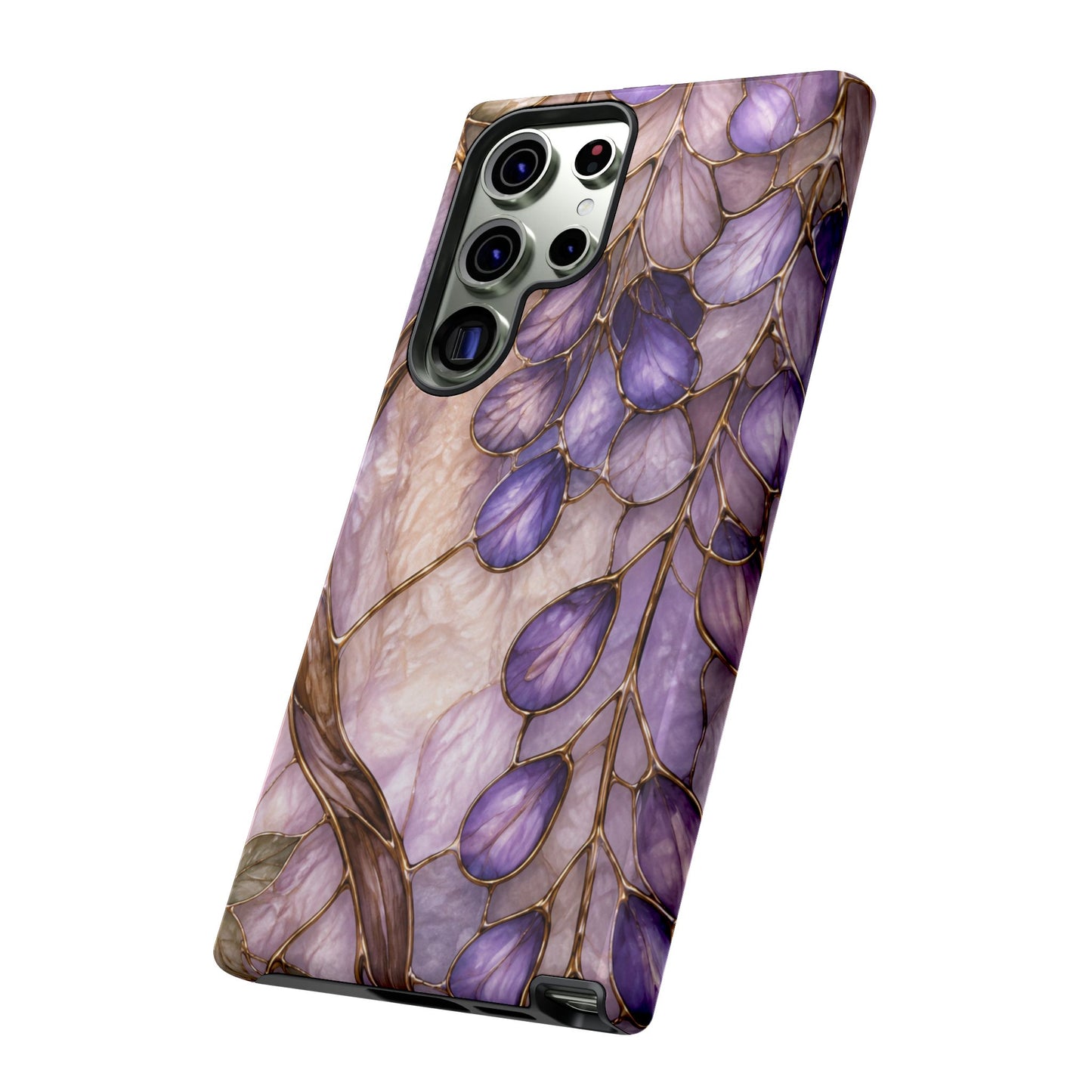 Wisteria Wilows Floral Lavender Vines Tough Phone Case- Stained glass floral collection