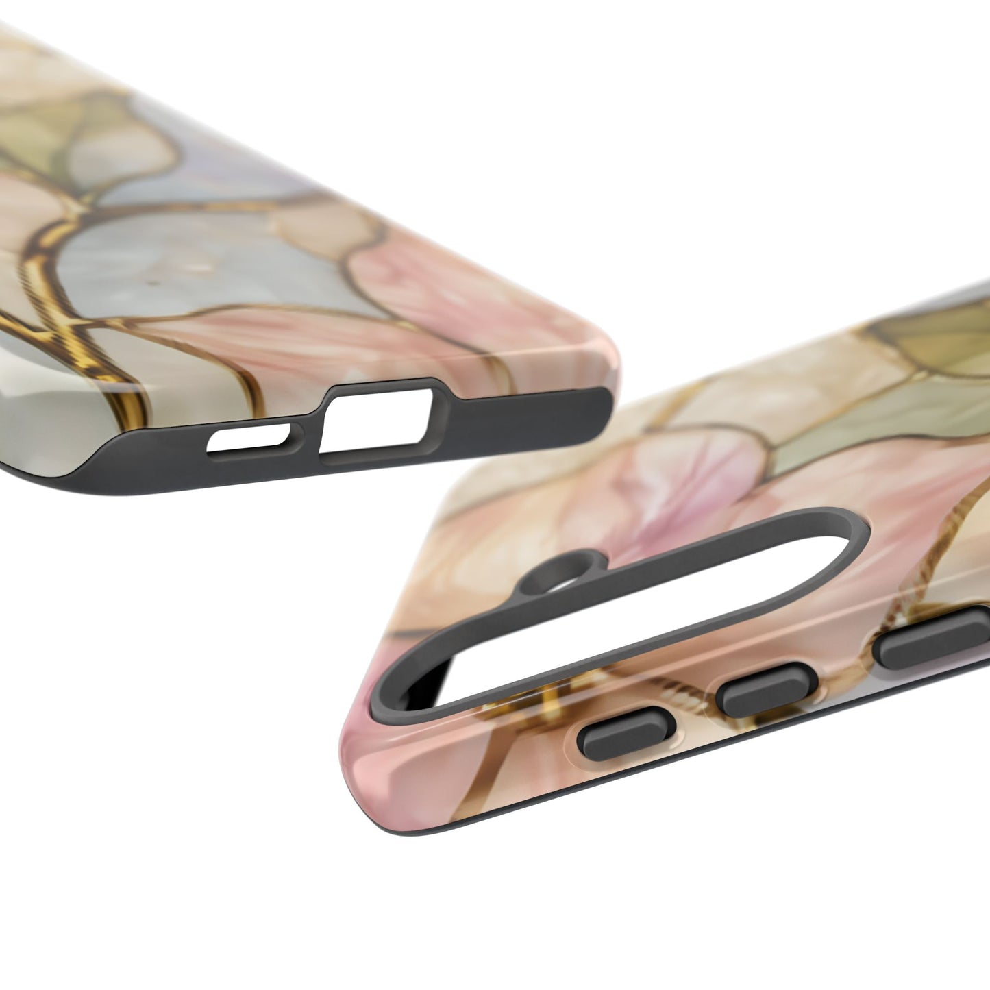 Pink Petals Floral Stained Glass Tough Case — Pastel Pink Protective Phone Cover