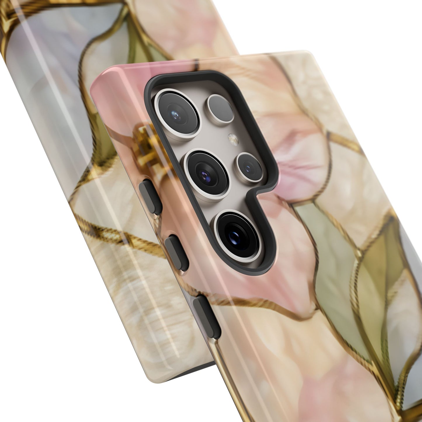 Pink Petals Floral Stained Glass Tough Case — Pastel Pink Protective Phone Cover