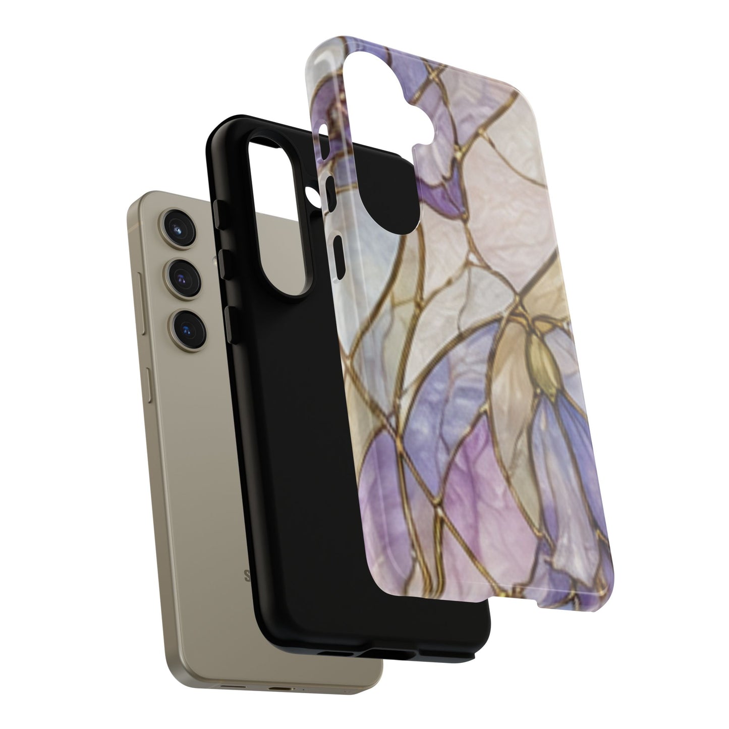 Lilac Meadows Stained Floral Glass Phone Case – Purple Lily Tough Case