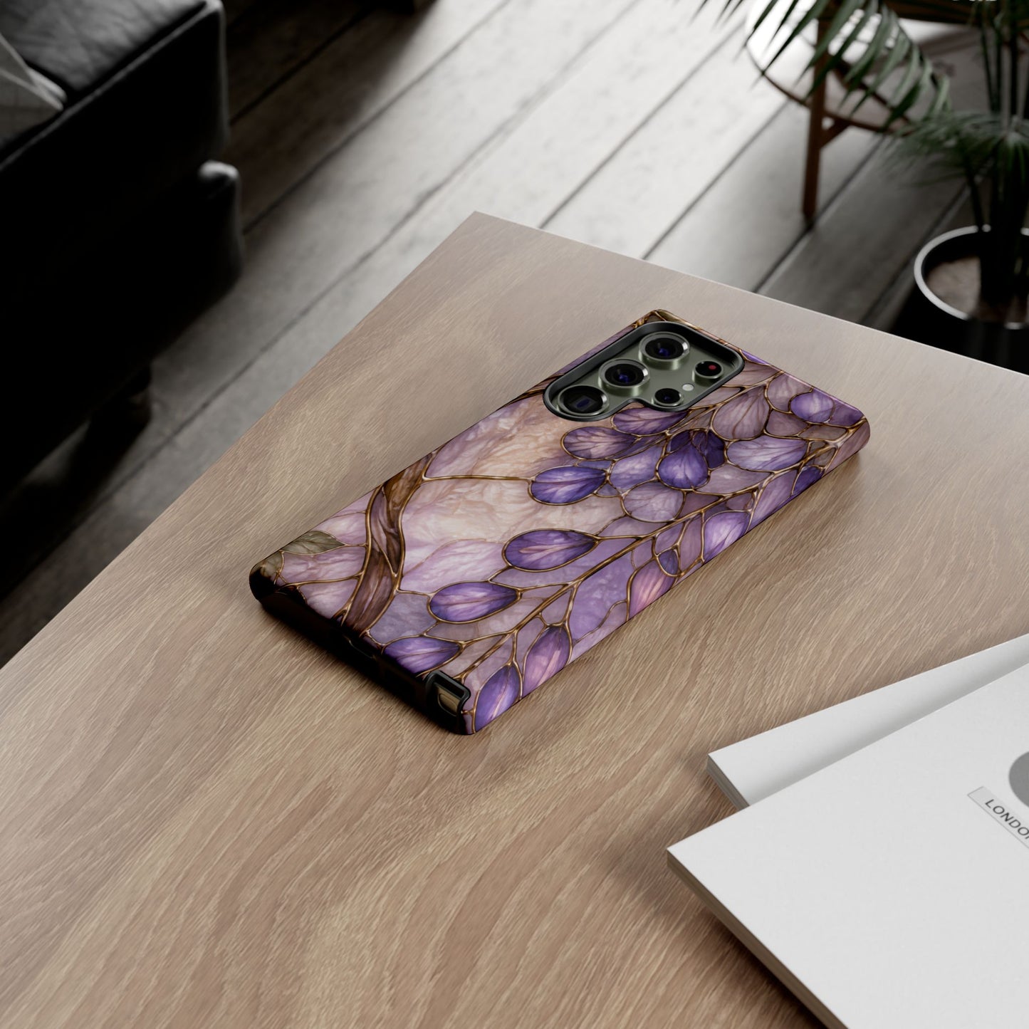 Wisteria Wilows Floral Lavender Vines Tough Phone Case- Stained glass floral collection
