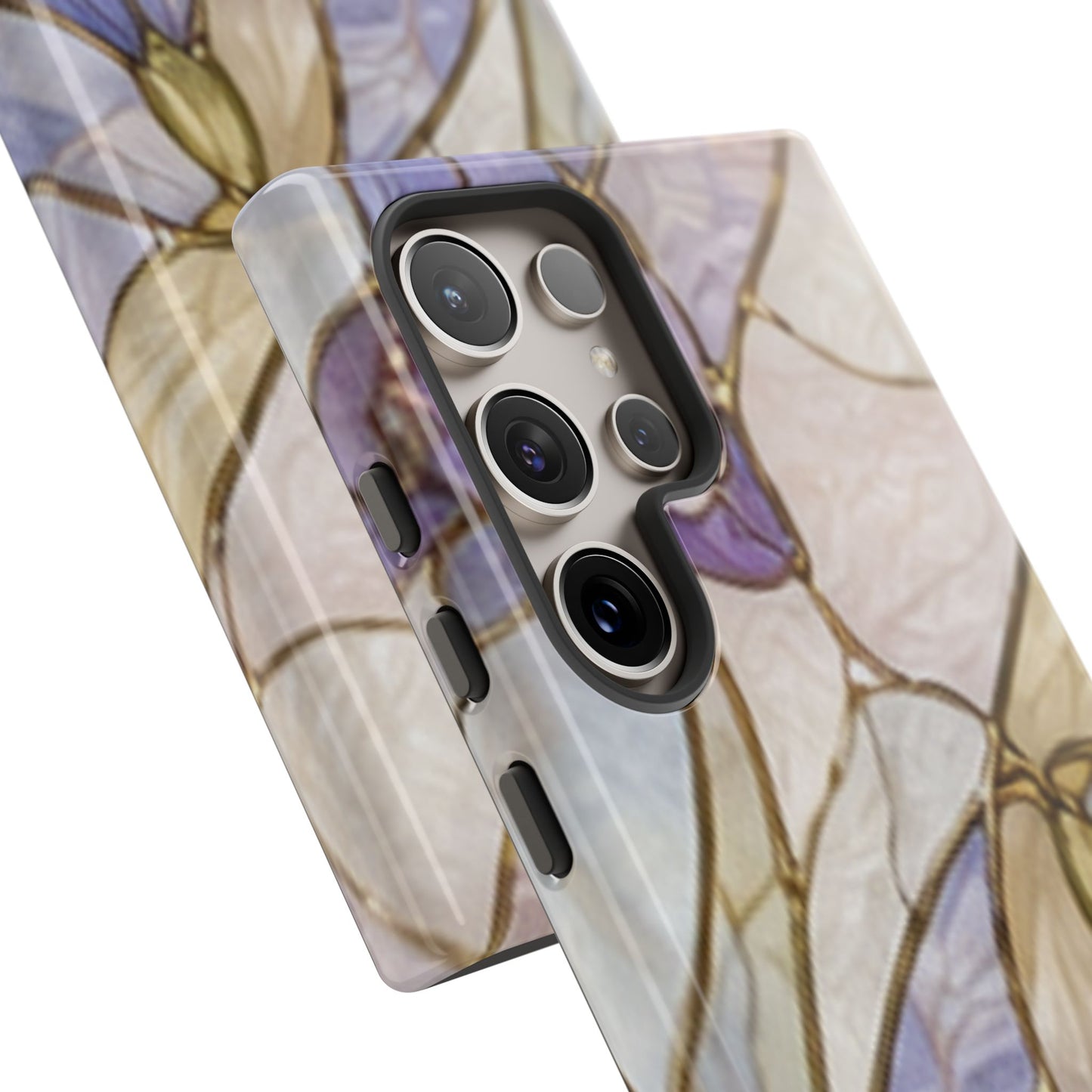 Lilac Meadows Stained Floral Glass Phone Case – Purple Lily Tough Case