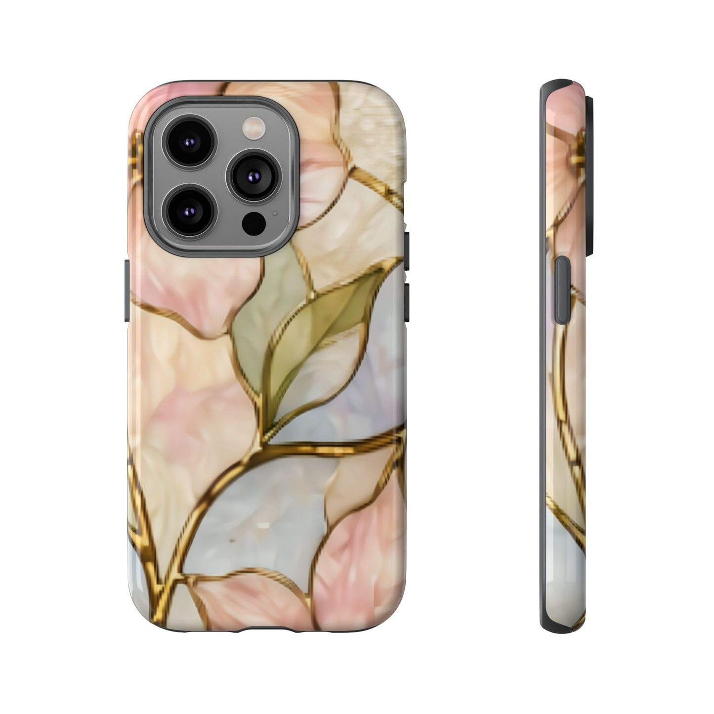 Pink Petals Floral Stained Glass Tough Case — Pastel Pink Protective Phone Cover