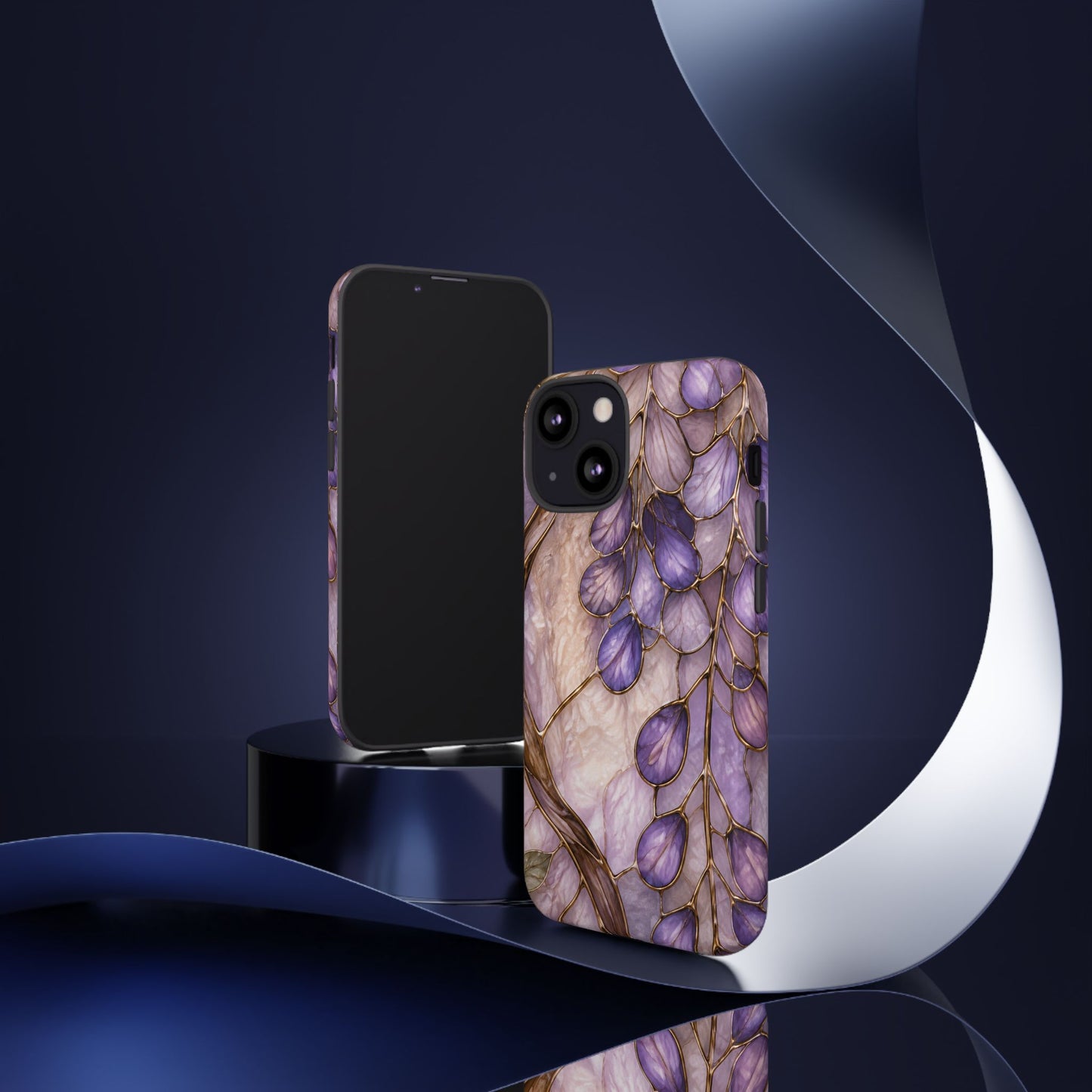 Wisteria Wilows Floral Lavender Vines Tough Phone Case- Stained glass floral collection