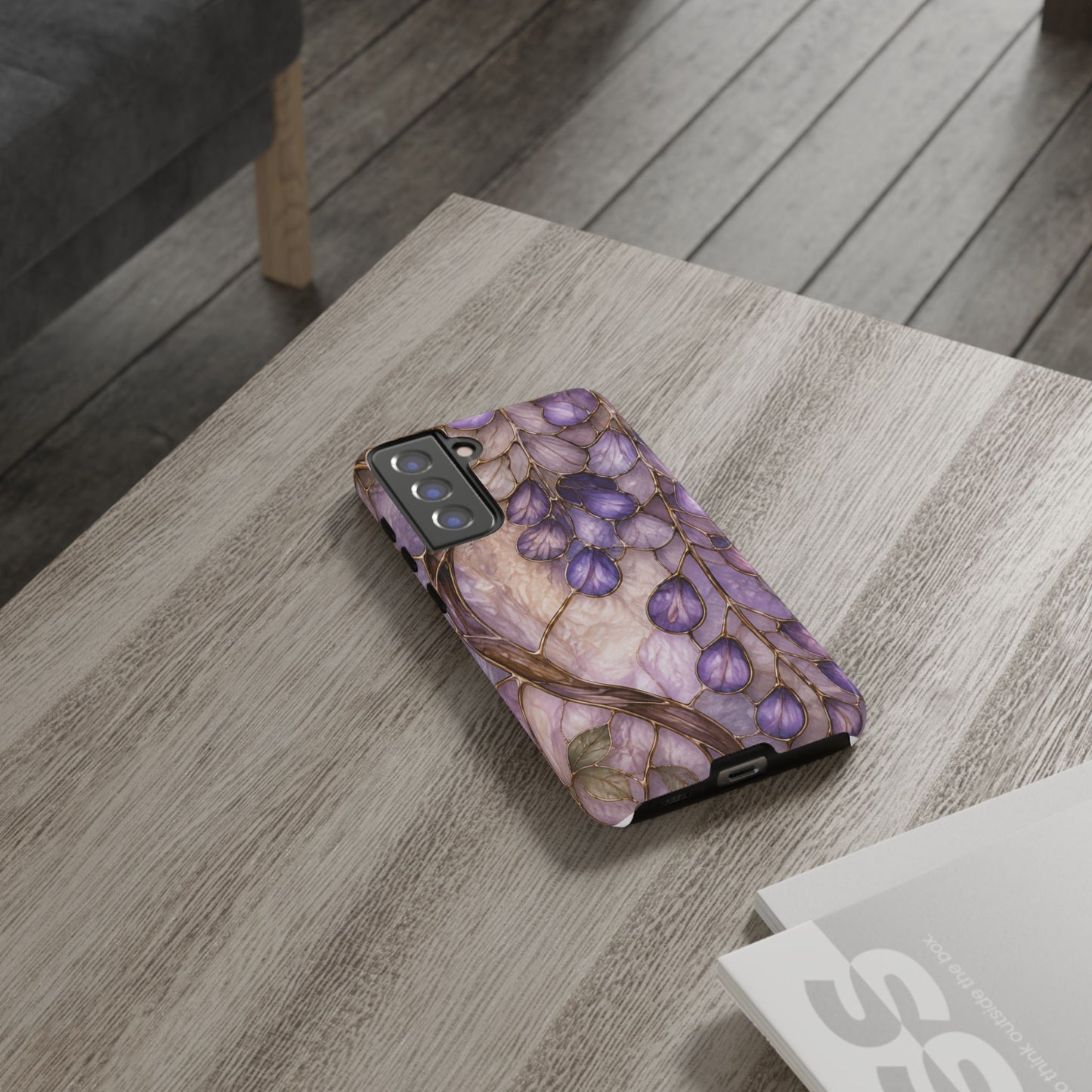 Wisteria Wilows Floral Lavender Vines Tough Phone Case- Stained glass floral collection