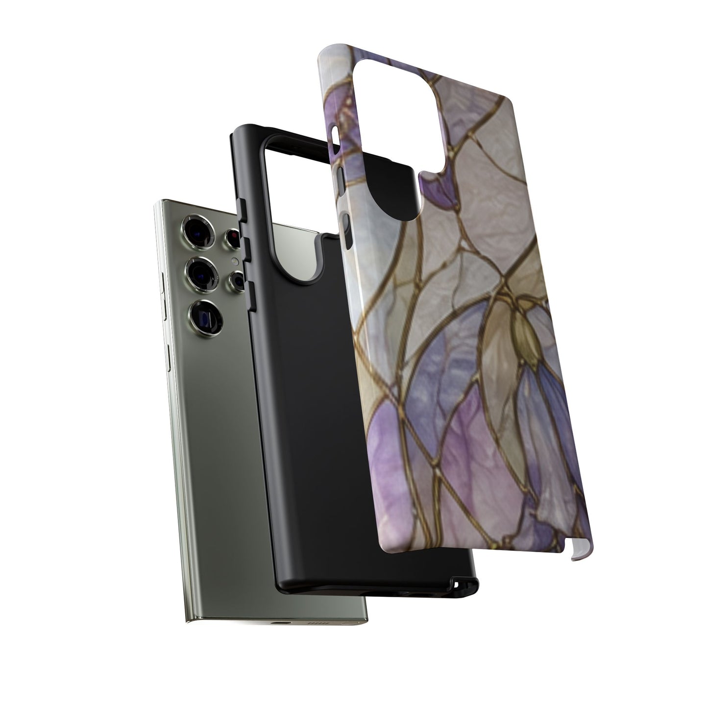 Lilac Meadows Stained Floral Glass Phone Case – Purple Lily Tough Case