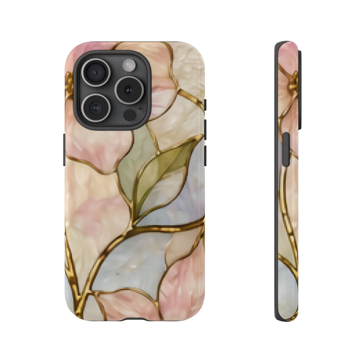 Pink Petals Floral Stained Glass Tough Case — Pastel Pink Protective Phone Cover