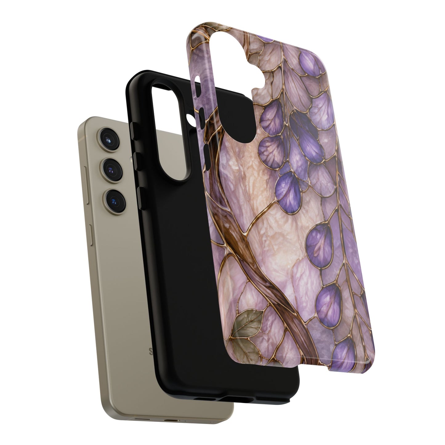 Wisteria Wilows Floral Lavender Vines Tough Phone Case- Stained glass floral collection