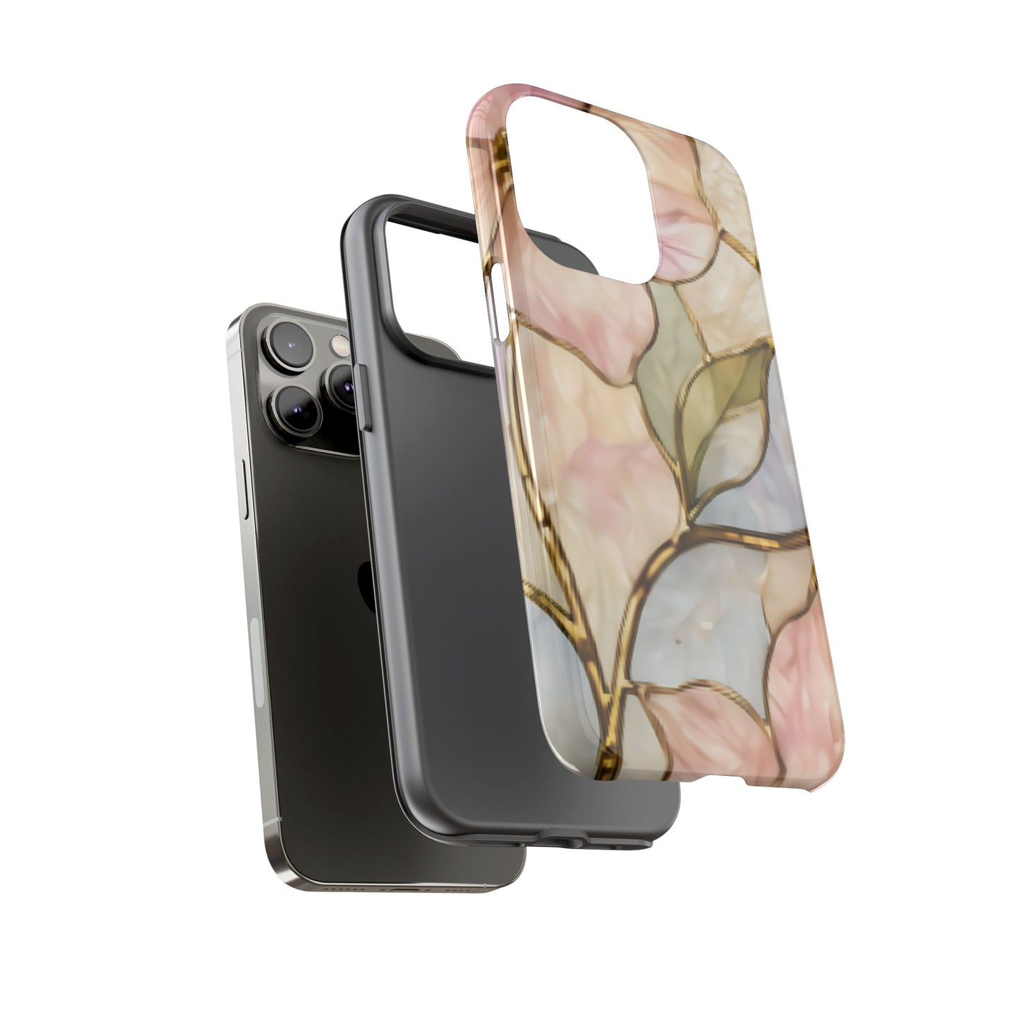 Pink Petals Floral Stained Glass Tough Case — Pastel Pink Protective Phone Cover