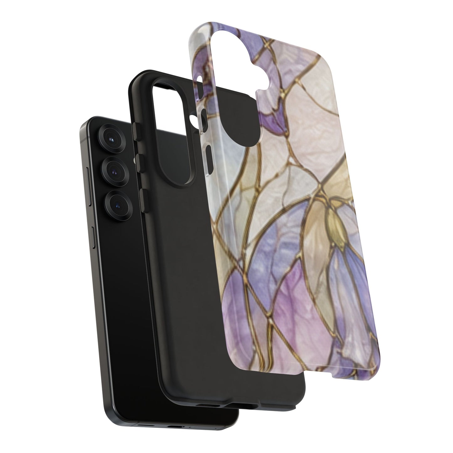 Lilac Meadows Stained Floral Glass Phone Case – Purple Lily Tough Case