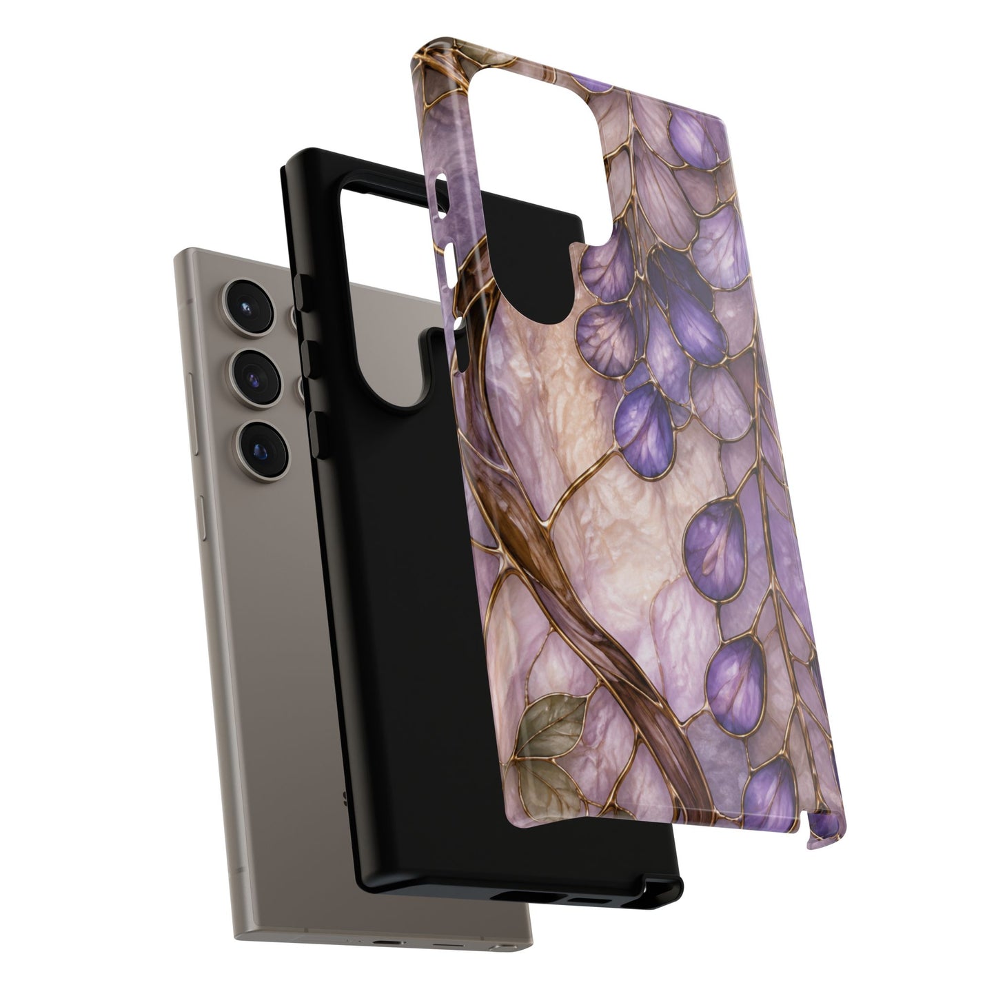 Wisteria Wilows Floral Lavender Vines Tough Phone Case- Stained glass floral collection