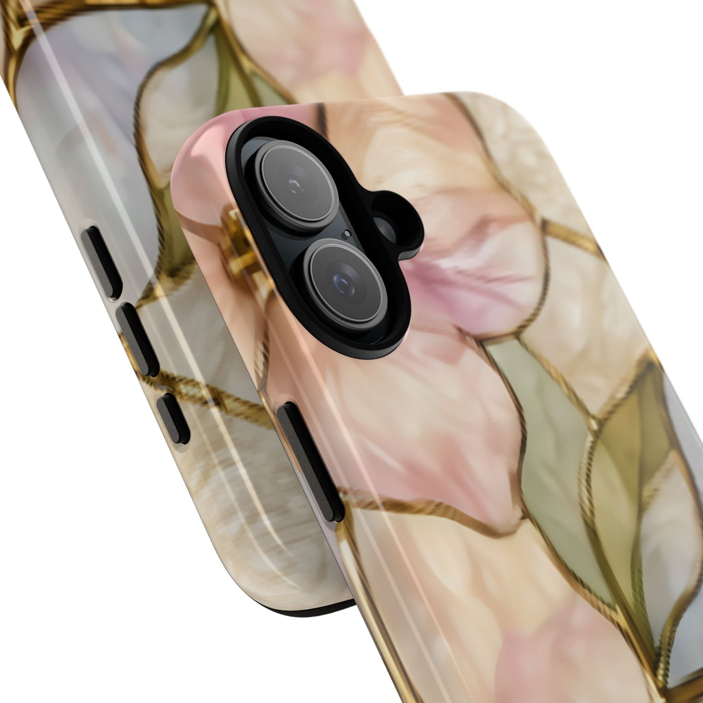Pink Petals Floral Stained Glass Tough Case — Pastel Pink Protective Phone Cover