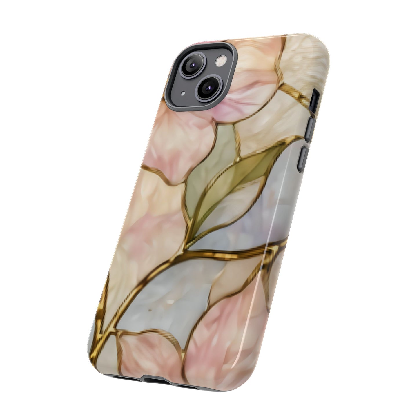 Pink Petals Floral Stained Glass Tough Case — Pastel Pink Protective Phone Cover
