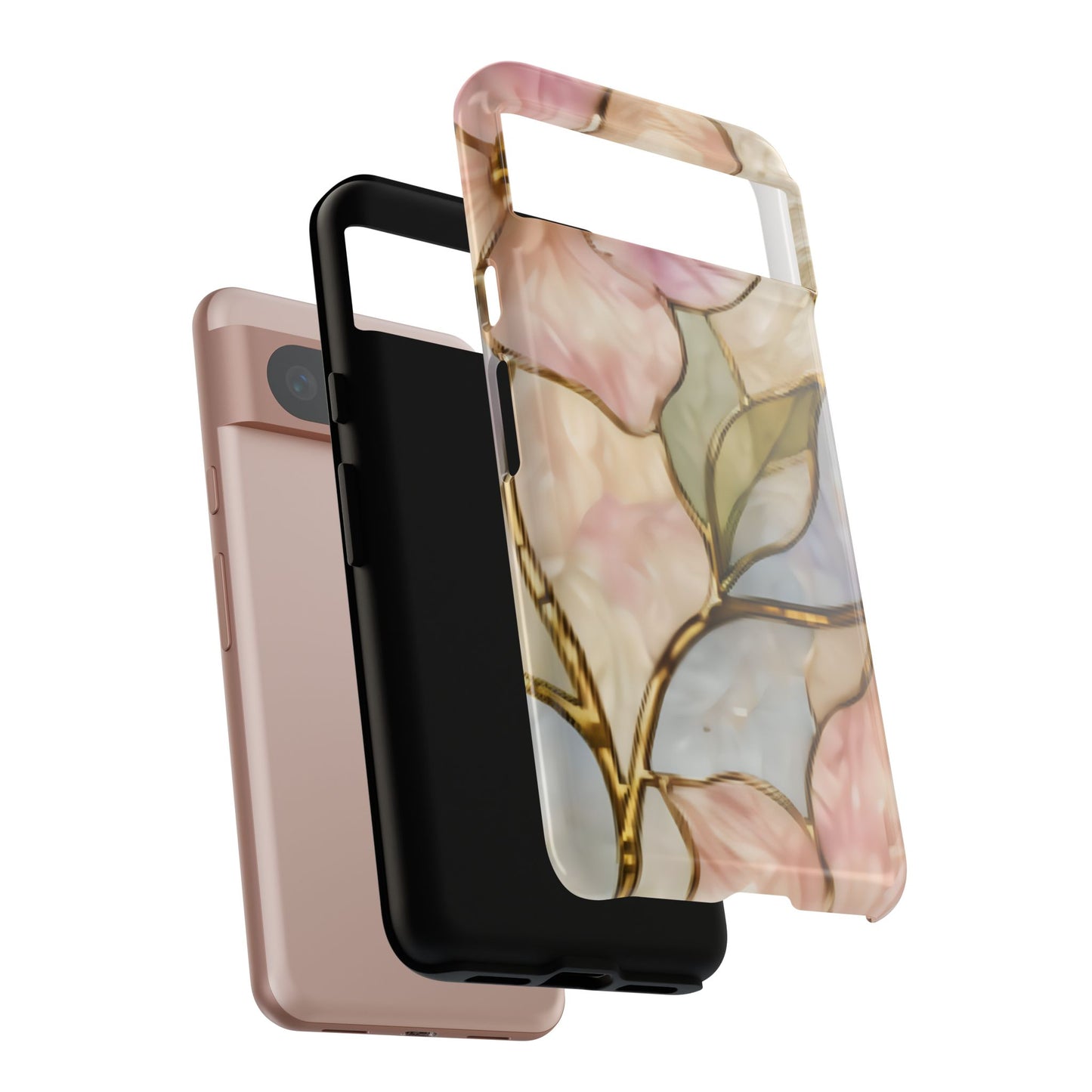Pink Petals Floral Stained Glass Tough Case — Pastel Pink Protective Phone Cover