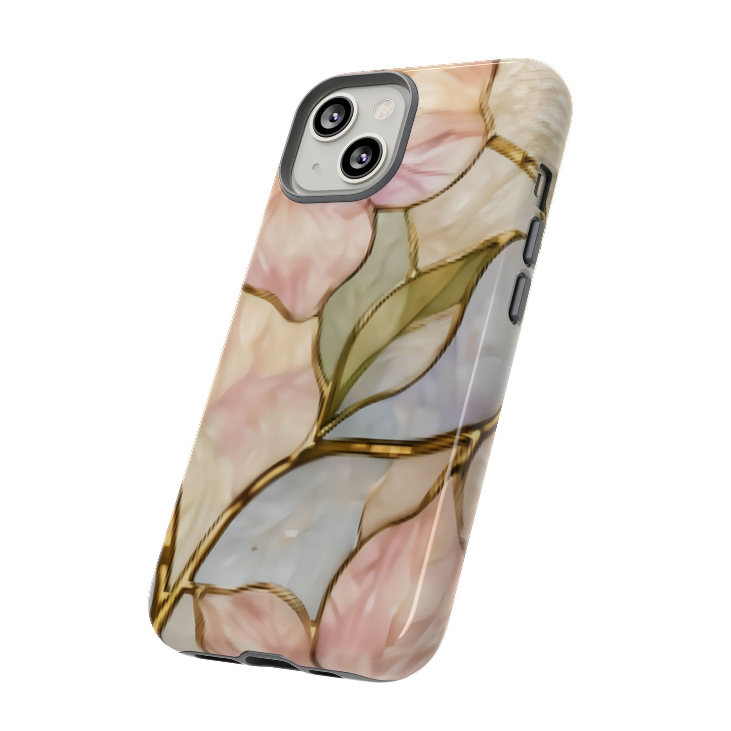 Pink Petals Floral Stained Glass Tough Case — Pastel Pink Protective Phone Cover