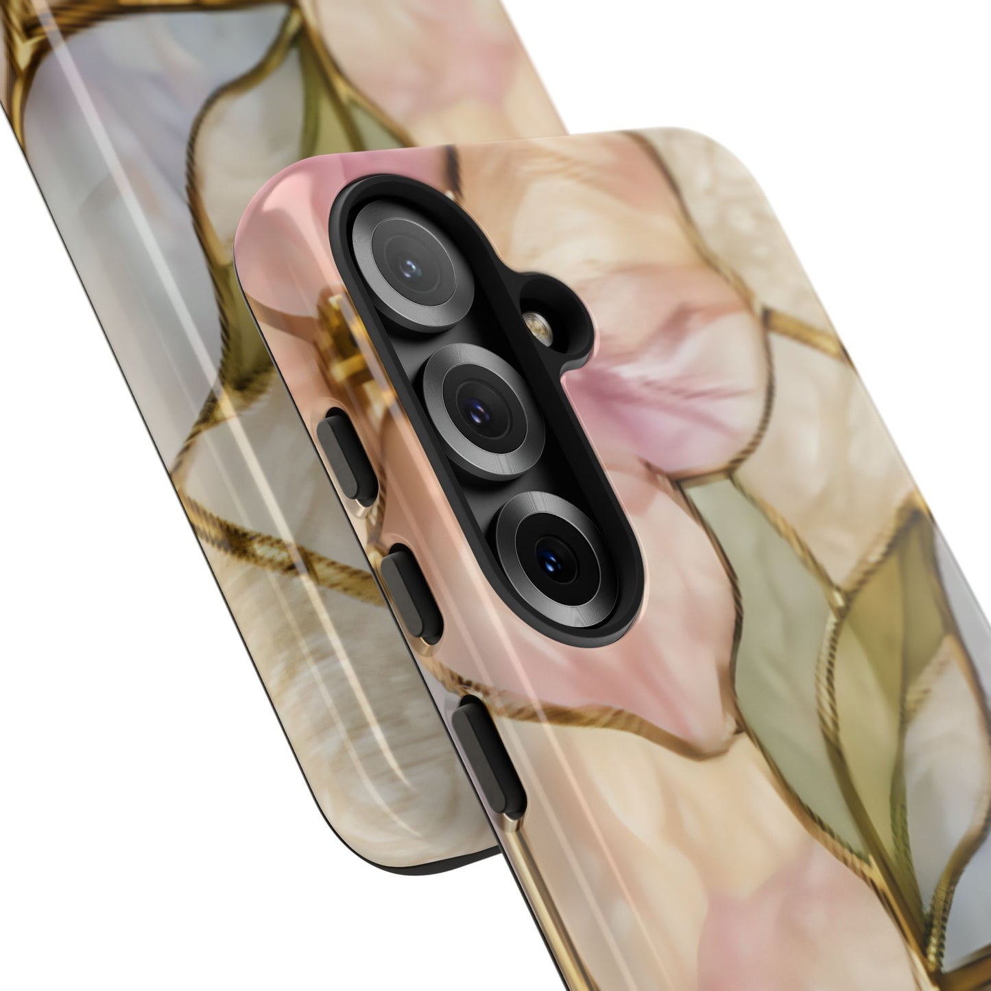 Pink Petals Floral Stained Glass Tough Case — Pastel Pink Protective Phone Cover