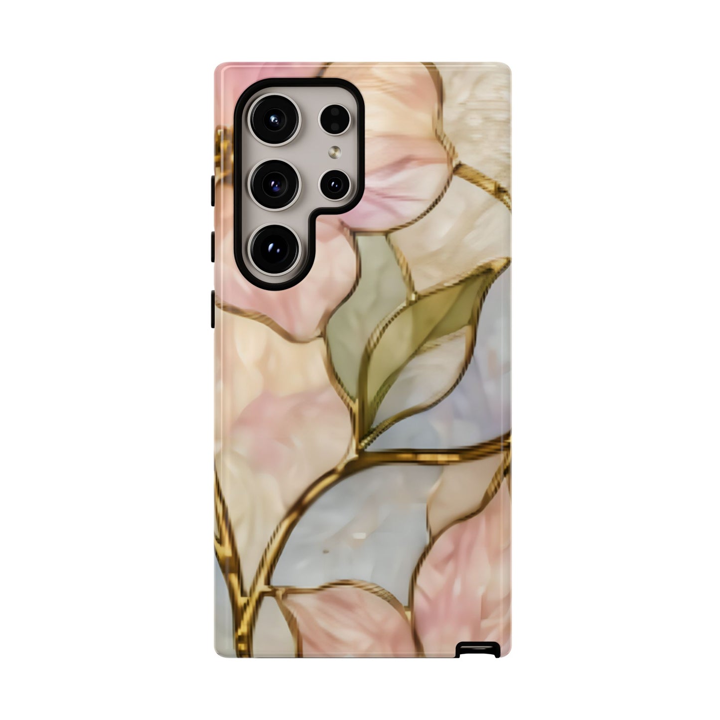 Pink Petals Floral Stained Glass Tough Case — Pastel Pink Protective Phone Cover
