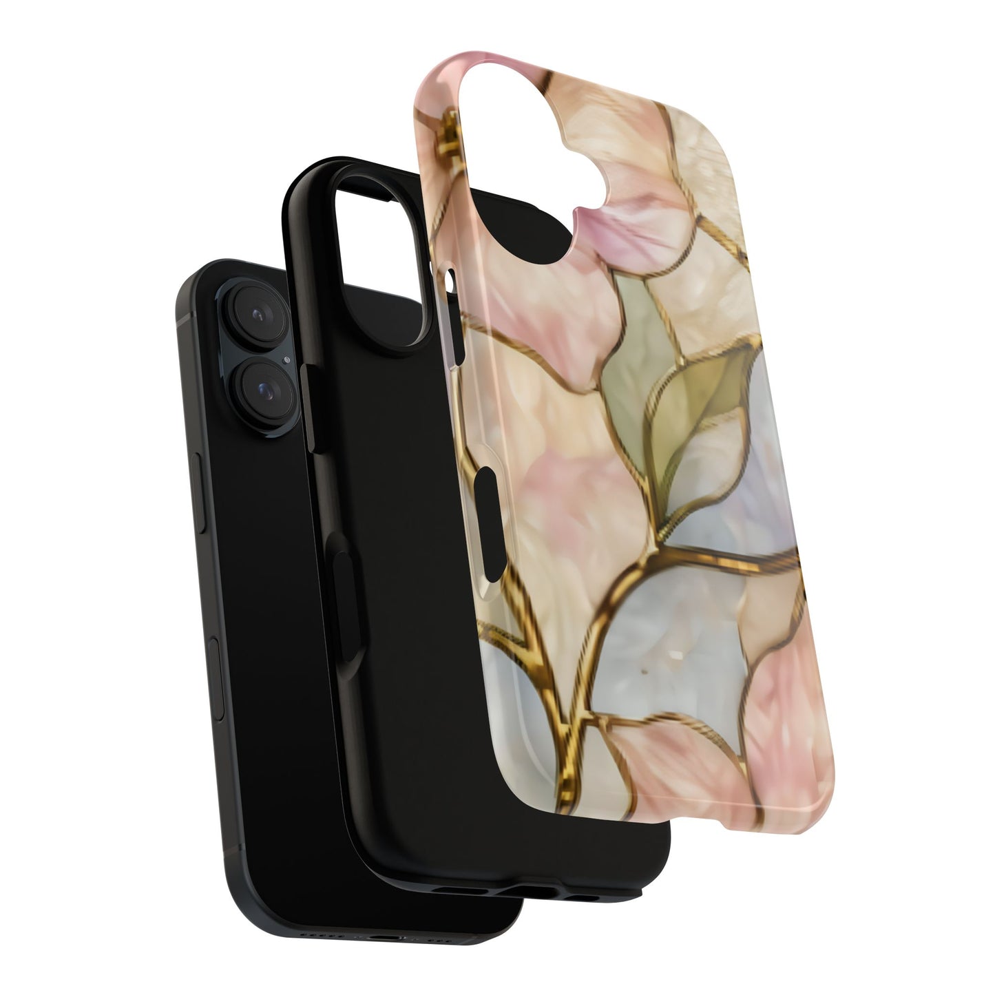 Pink Petals Floral Stained Glass Tough Case — Pastel Pink Protective Phone Cover