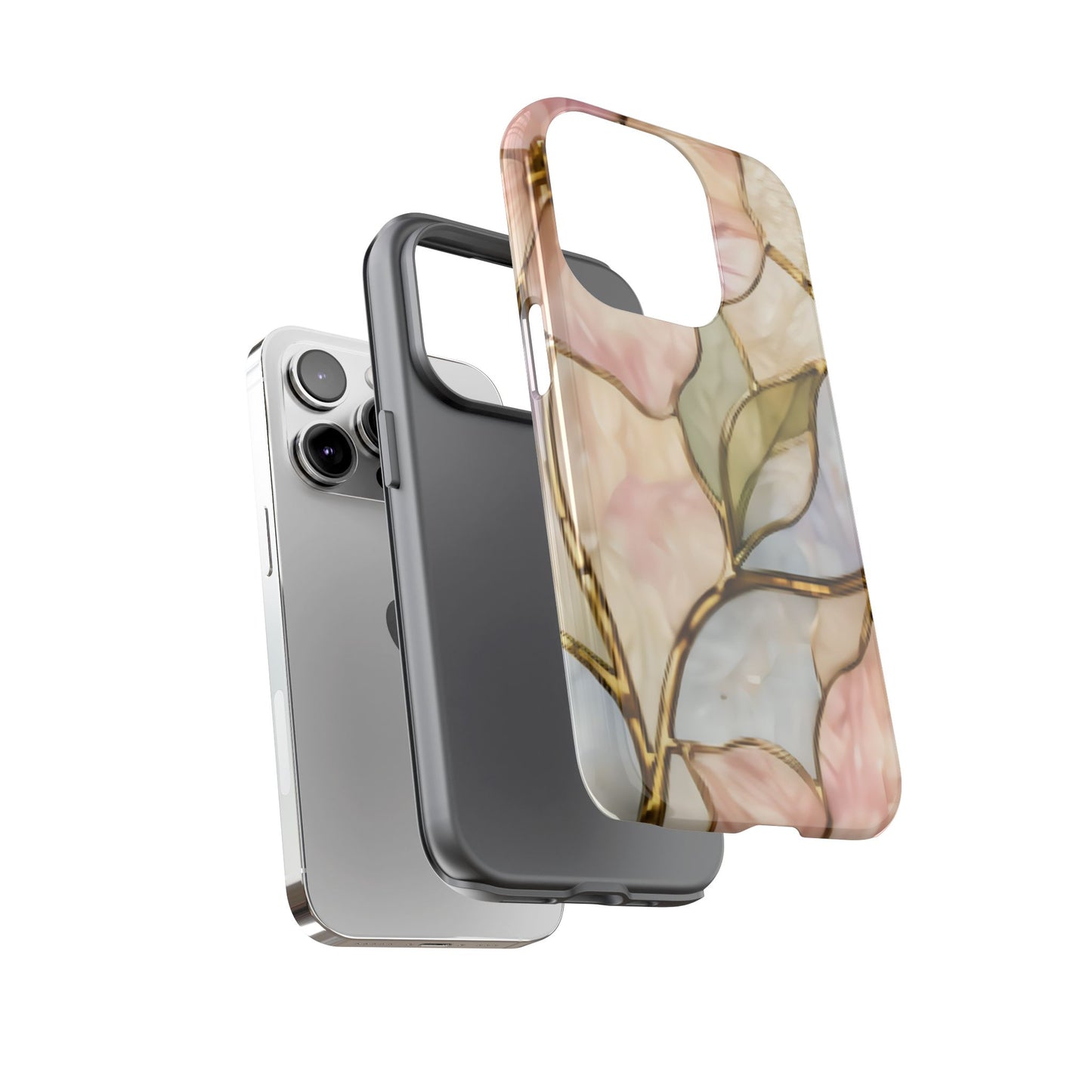 Pink Petals Floral Stained Glass Tough Case — Pastel Pink Protective Phone Cover