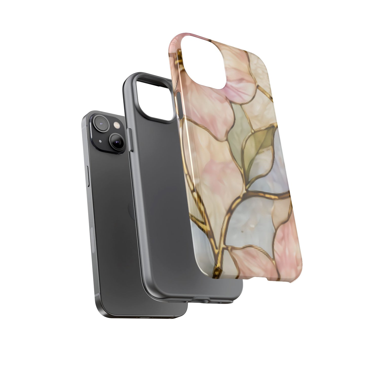 Pink Petals Floral Stained Glass Tough Case — Pastel Pink Protective Phone Cover