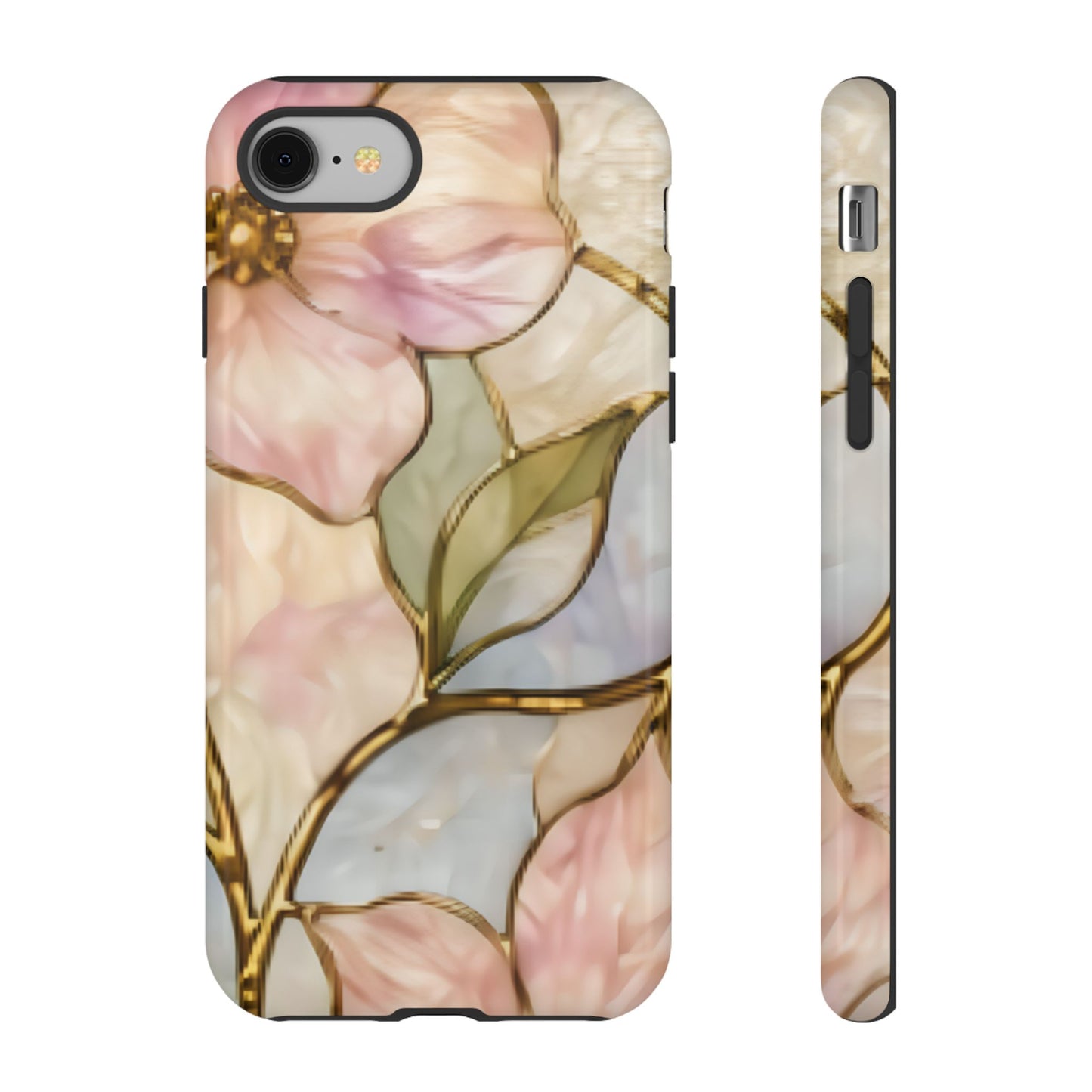 Pink Petals Floral Stained Glass Tough Case — Pastel Pink Protective Phone Cover
