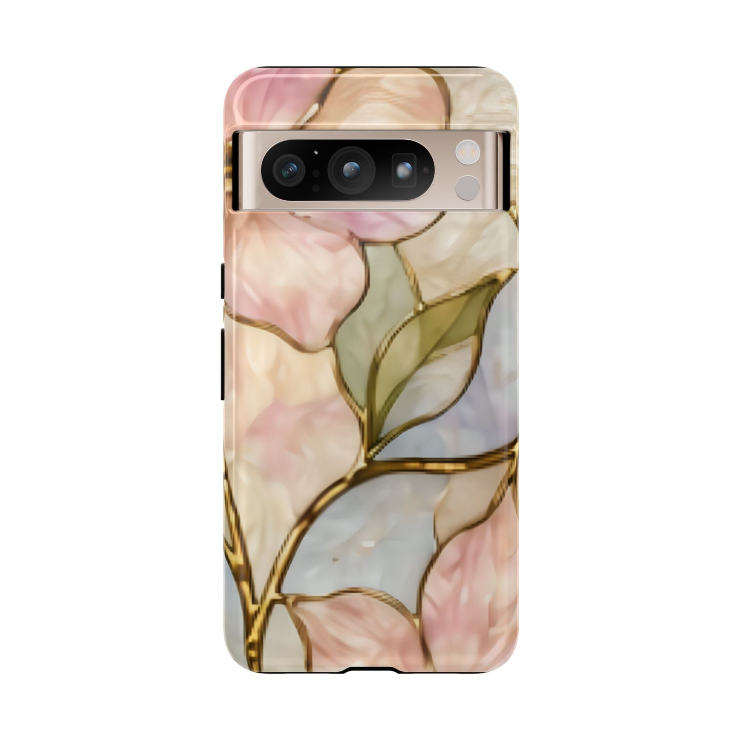 Pink Petals Floral Stained Glass Tough Case — Pastel Pink Protective Phone Cover