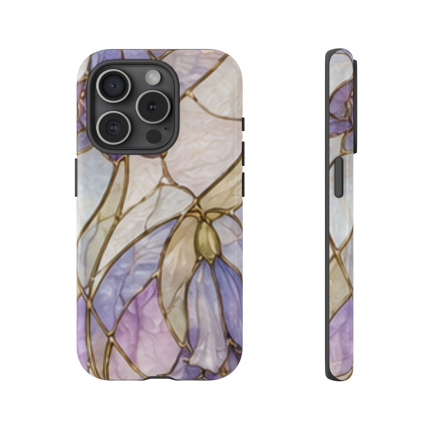 Lilac Meadows Stained Floral Glass Phone Case – Purple Lily Tough Case