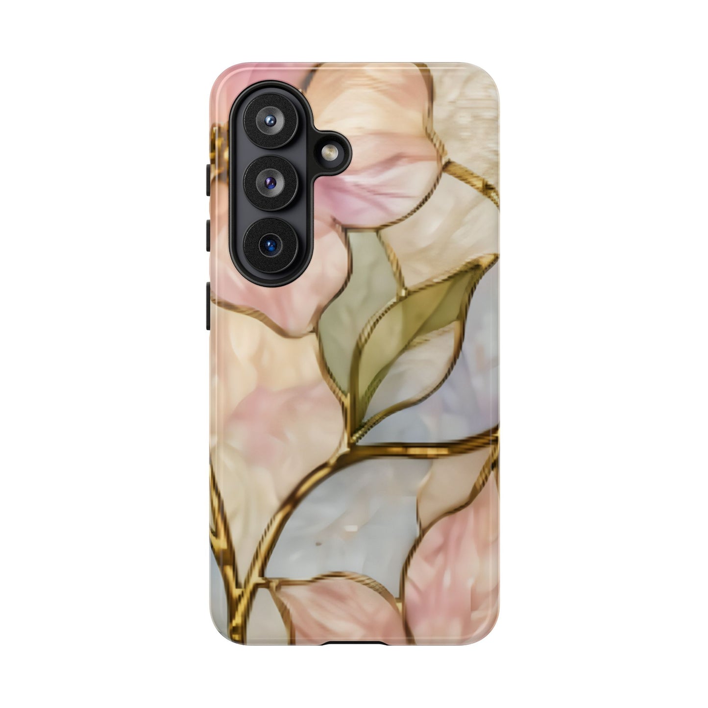 Pink Petals Floral Stained Glass Tough Case — Pastel Pink Protective Phone Cover