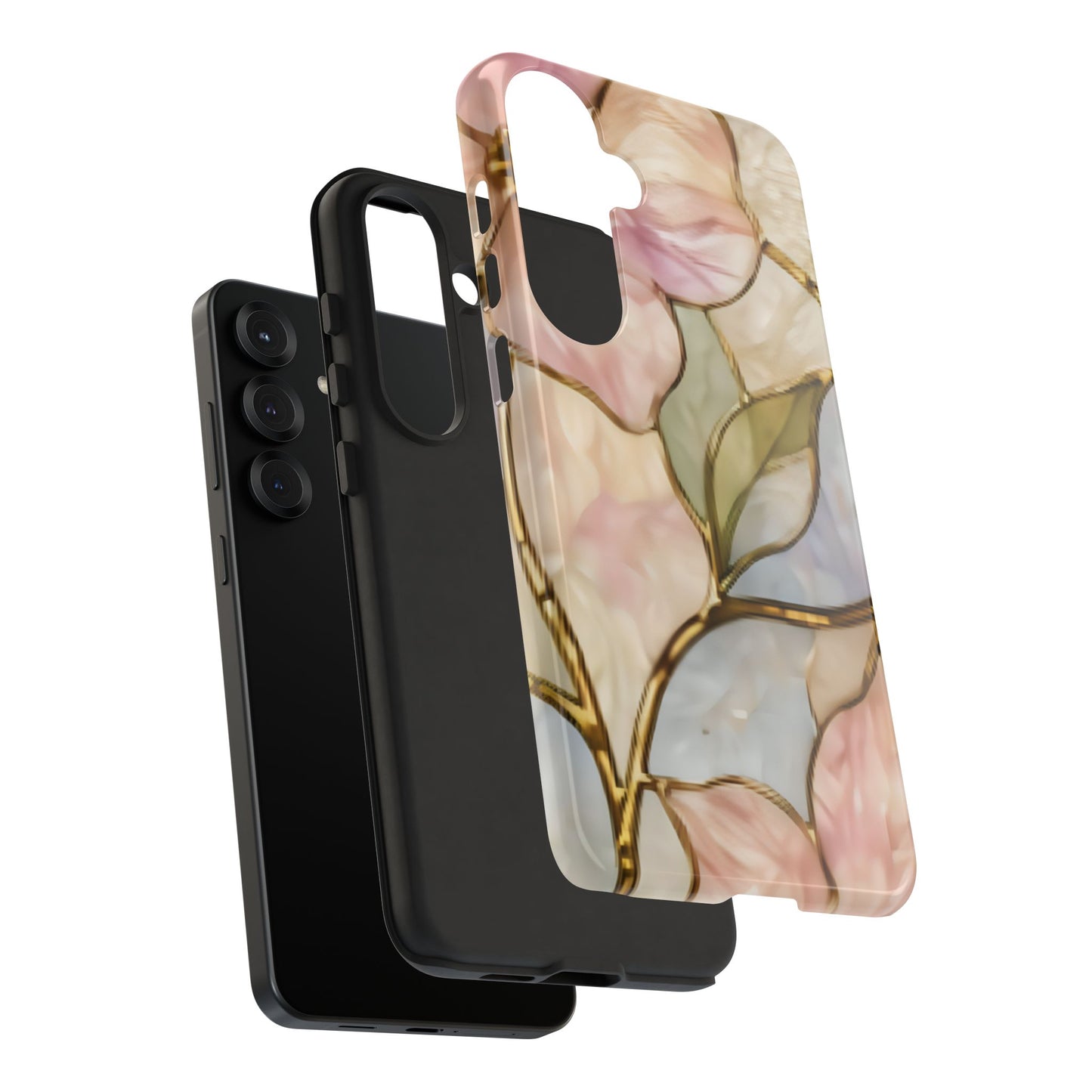 Pink Petals Floral Stained Glass Tough Case — Pastel Pink Protective Phone Cover