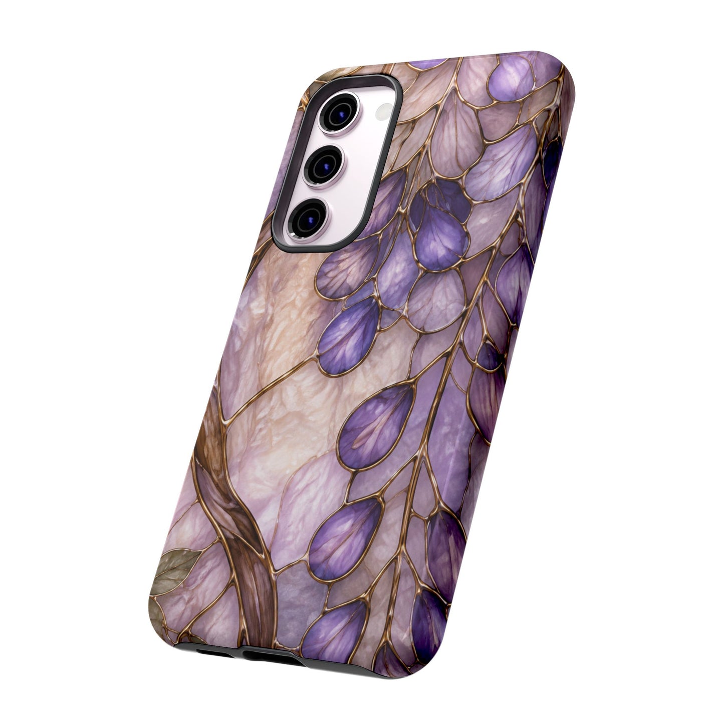 Wisteria Wilows Floral Lavender Vines Tough Phone Case- Stained glass floral collection