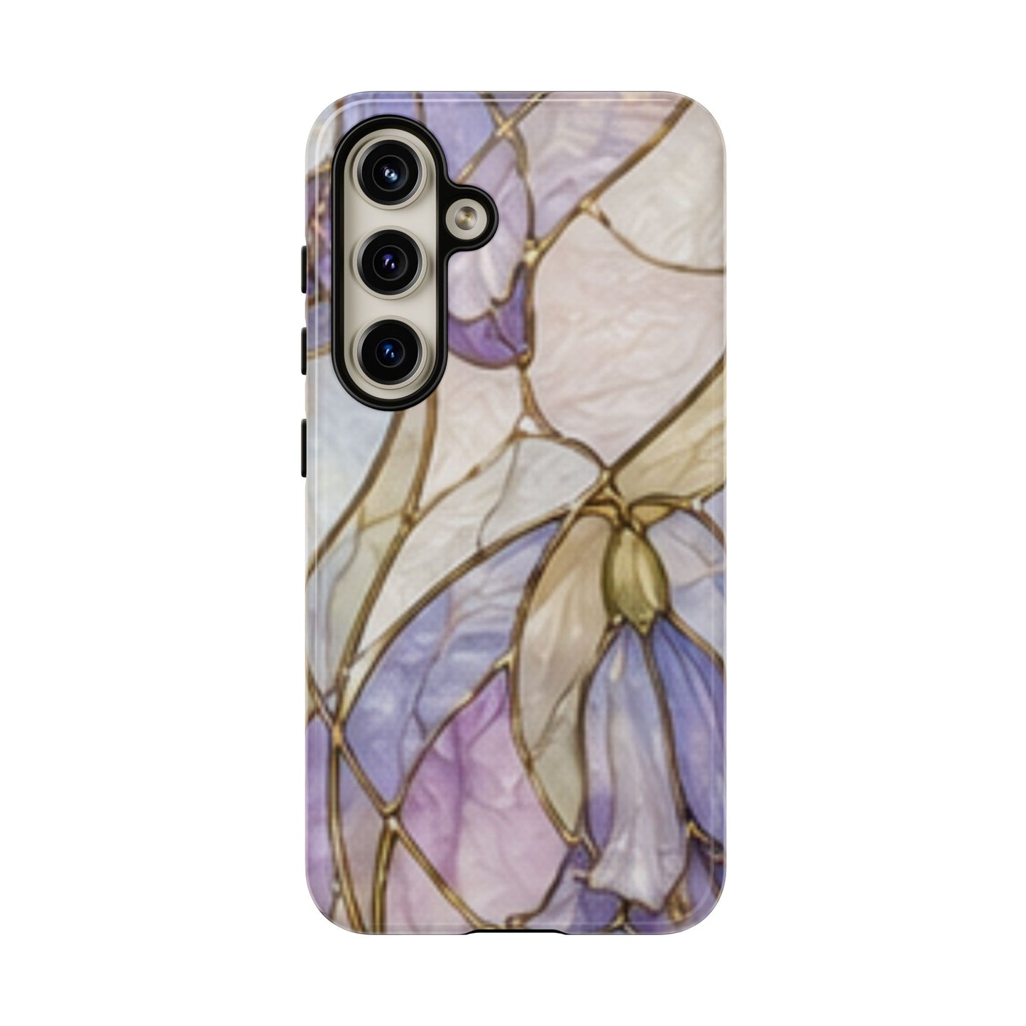 Lilac Meadows Stained Floral Glass Phone Case – Purple Lily Tough Case