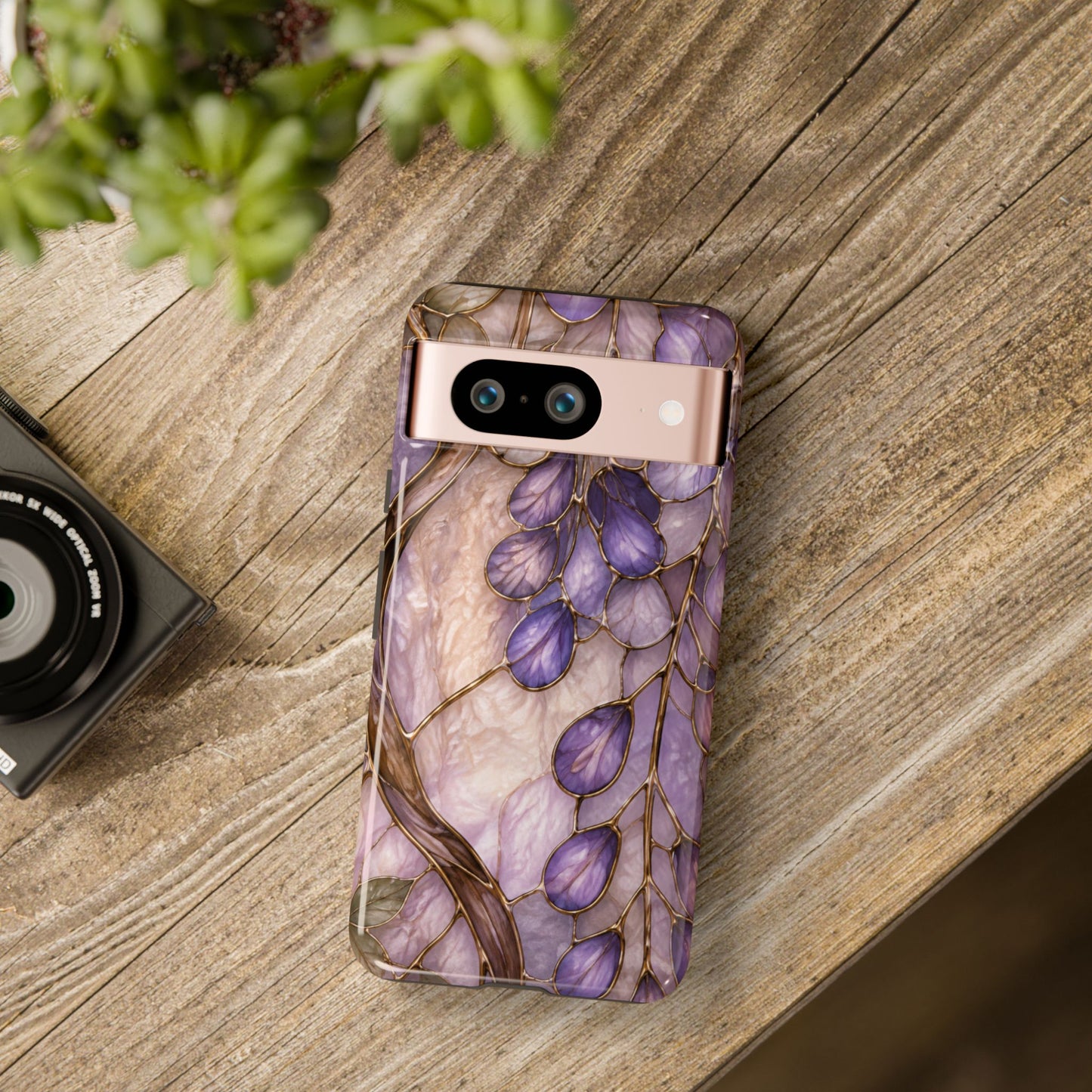 Wisteria Wilows Floral Lavender Vines Tough Phone Case- Stained glass floral collection